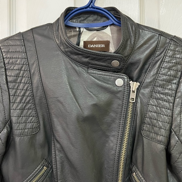 Danier Black Biker Leather Jacket - Picture 2 of 12